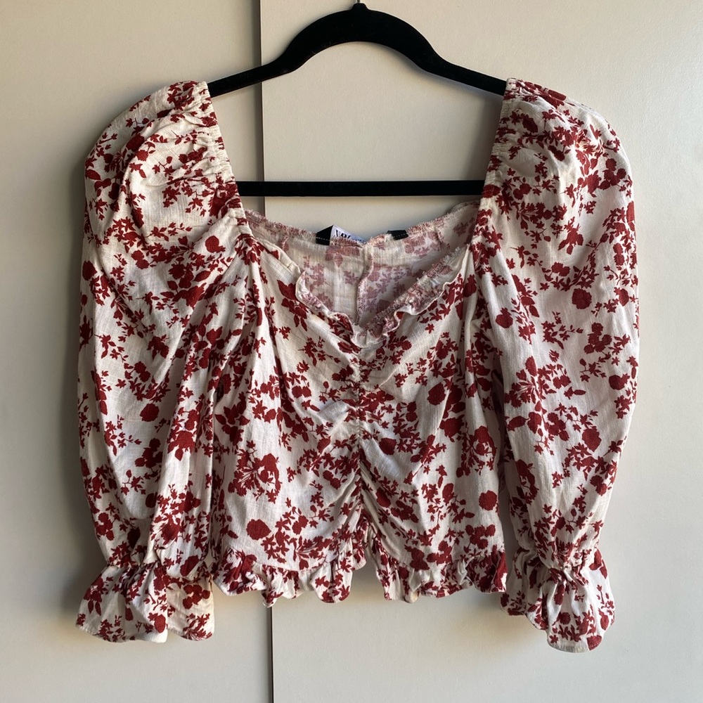 White & Red Zara Crop Top
